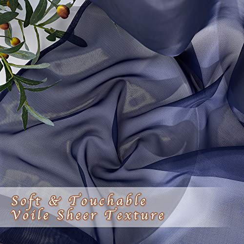Image of NICETOWN Sheer Curtains Voile Panels - Ring Top Light Weight Voile Window Draperies for Bedroom /Nursery /Dorm (W54 x L63 Inches, Dark Blue, Set of 2)