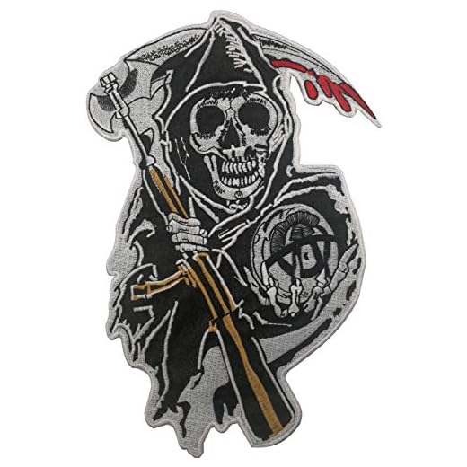 Sons of Anarchy Grim Reaper - Parche bordado grande para coser para ropa, chaleco, chamarra, mochilas, 32 x 21 cm