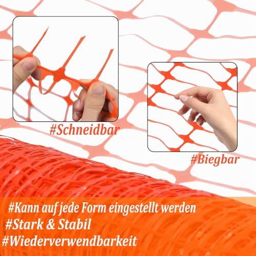 YRHome 1 x 30m Absperrzaun Kunststoff Orange Bauzaun Warnzaun Warnnetz mobiler Hundezaun Auffangnetz Wildzaun Fangzaun Sicherheitsnetz Fangnetz Baustellnetz Hühnerzaun Schutznetz für Garten camping