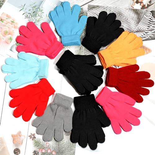 ONESING 12 Pairs Kids Gloves - Warm Knitted Winter Gloves Bulk for Girls Boys | Children Gloves Designed for Cold Weather 7