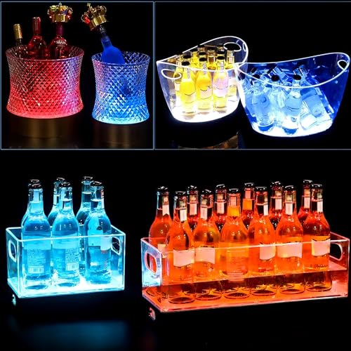 Seau à glace à champagne acrylique LED 50x20cm multicolore - 4