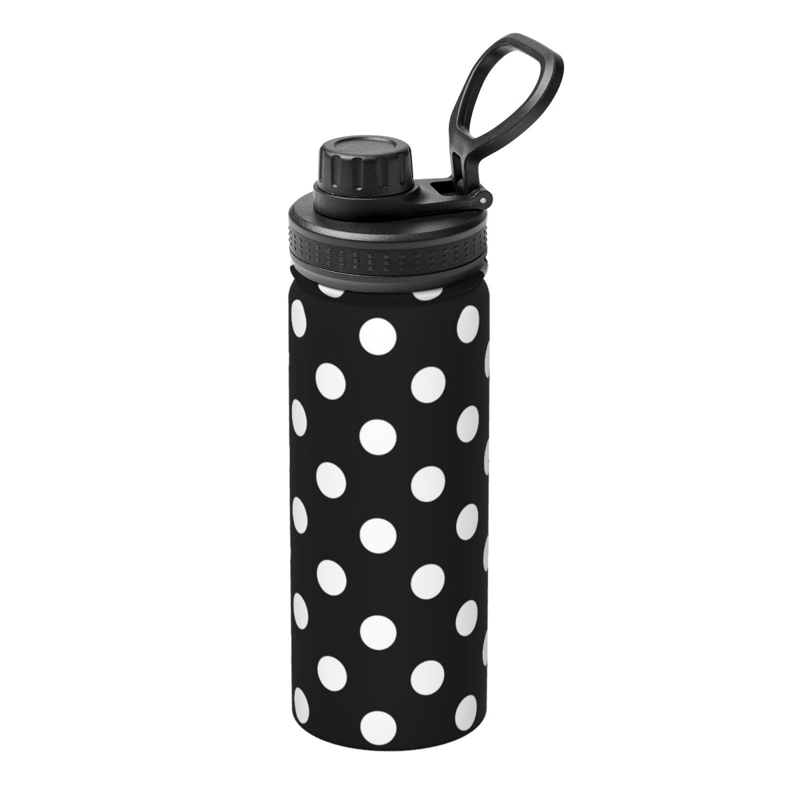 deaokluy White Black Polka Dot Water Bottle,18oz Vacuum Insulated Stainless Steel Water Bottles for Women Men, Suitable as a Present