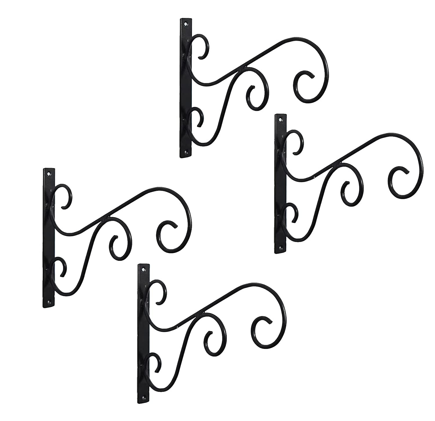 Woodiva Decorative Wall Shelf Brackets – Heavy-Duty Metal Wall Mounts for Shelves, Hanging Plants, Lanterns & Curtain Rods – Rustic Bronze Scroll Design, Indoor & Outdoor Use (Black-SS, Pack of 4)-image-14