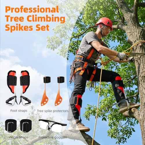 Tree Climbing Spikes, Tree Spikes for Tree Work, 350lbs Support, Height-Adjustable Tree Spurs with Straps & Spike Covers (Aluminium) by Fineera - Used condition - Image 5