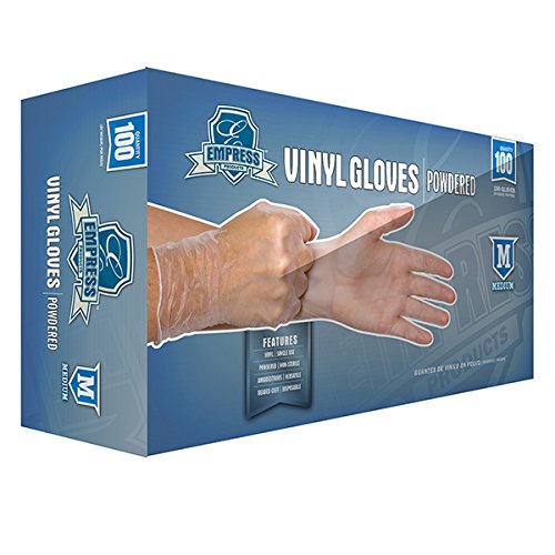 Empress Products EVPM3002 Vinyl Glove, Powdered, Medium, 10/100 (Pack