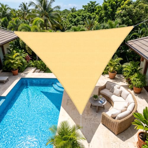 Amagenix 14'X14'X14' Sun Shade Sail Triangle Curved Edge Sand