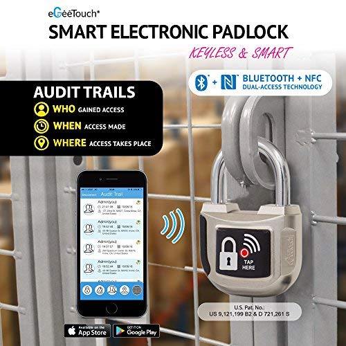 eGeeTouch Smart Padlock Indoor 2nd Gen with Patented Dual Bluetooth+NFC (Single)
