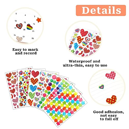 28 Fogli Colorati Cuori Adesivi 3D Amore Cuore