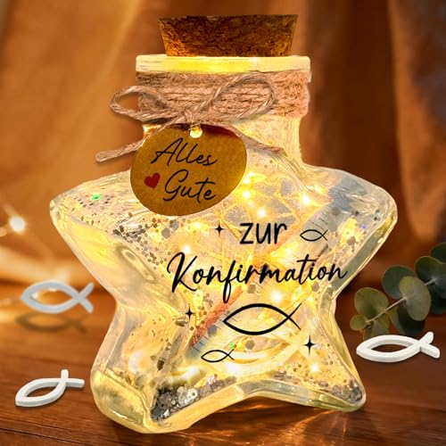 Konfirmation Geschenke Mädchen Junge Geldgeschenk KonfirmationLED Flaschenlicht mit Korken in Sternform Kreative Geschenke zur Konfirmation Konfirmationsgeschenke als Tischdeko Konfirmation Deko