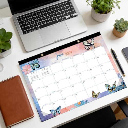 Image of ZTX Desk Calendar 2026-2027,17 inchx12 inch Jul.2026-Dec.2027 Butterfly