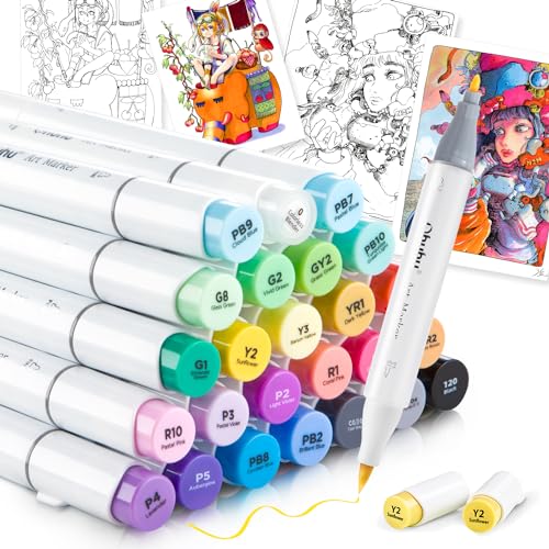 Ohuhu マーカーペン 筆タイプ 216色 肌色系 24色 Amazon | Ohuhu マーカーペン 筆タイプ 24色25本 肌色系 プロ