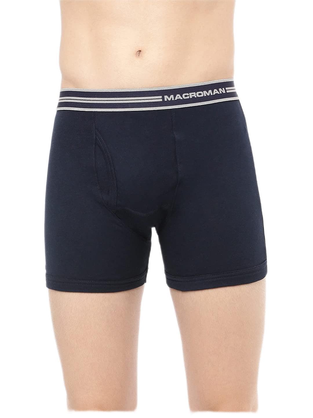 Macroman Valentino Classic Designer Trunks for Men, Premium Compact Cotton Rib Stretch Trunk Underwear with Anti-Microbial Finish, Navy Blue, M, Pack of 1-image-39