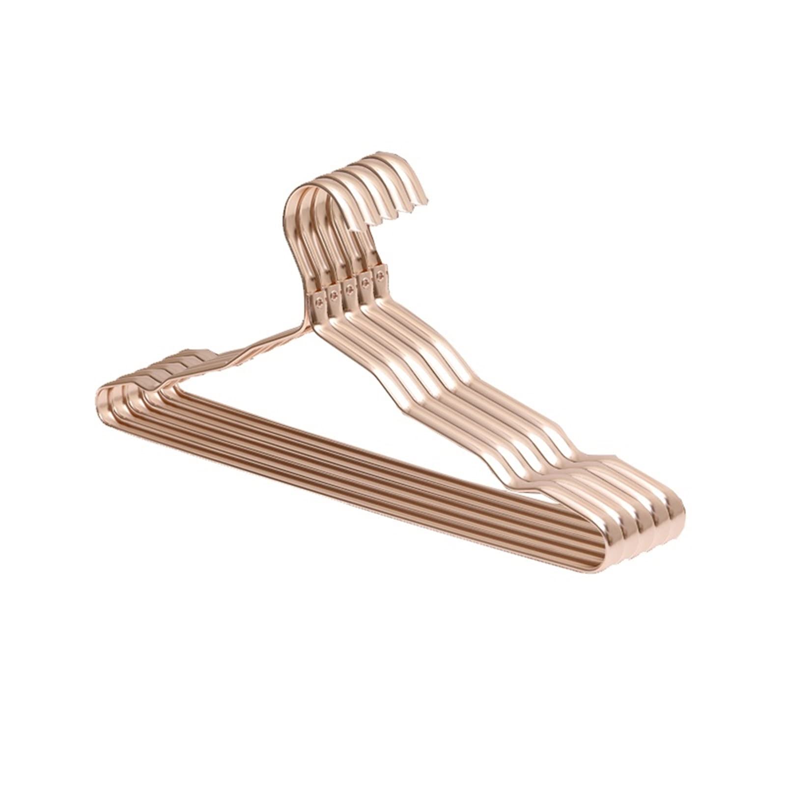 NGDFGR 5/10Pcs Hangers For Clothes Aluminium Alloy Coat Hanger Anti-Slip Drying Rack Wardrobe Space Saver Clothing Storage Rack Hangers Skirt Hangers (5Pcs Champagne),5pcs Champagne