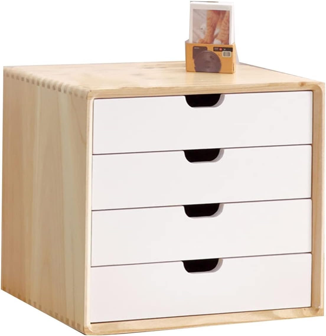 noxozoqm Multi-Layer Drawer Storage Box, Solid Wood Flat File Cabinet, A4 Treatment Storage Cabinet For Home Desktop Office(Color:D,Size:4 drawer)