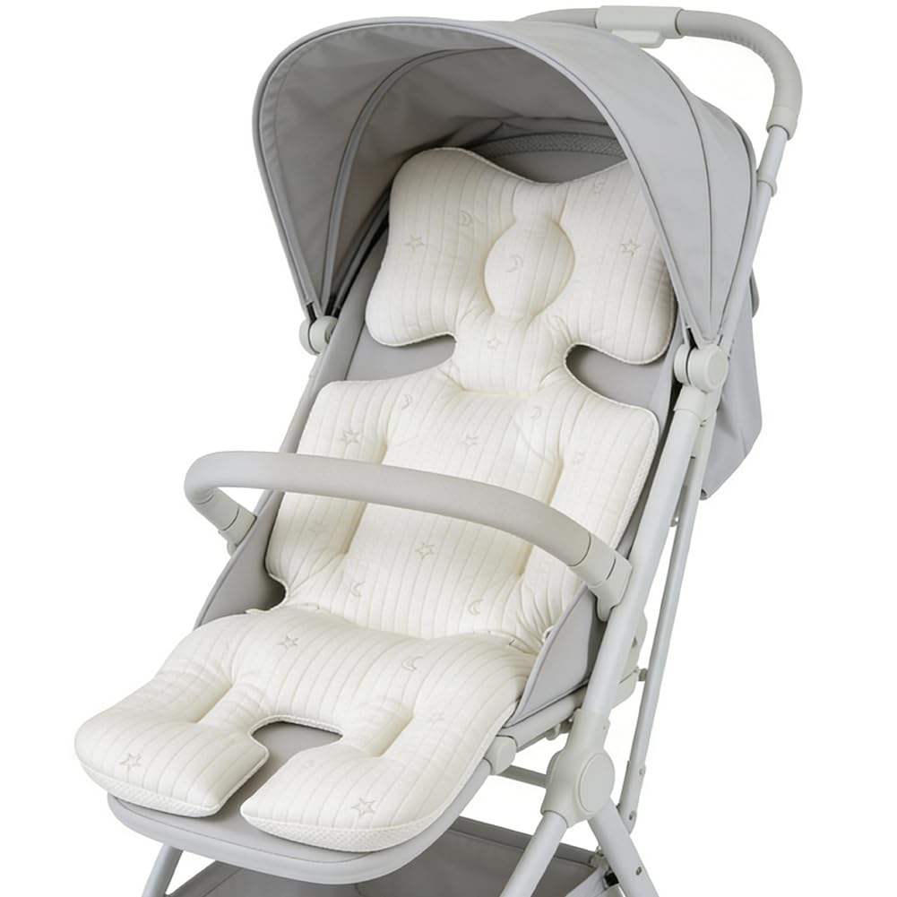 Universal Baby Stroller Cushion Seat Liner Infant Reversible Pushchair Cushion Pram Pad Head Neck Body Support Soft Pushchair Insert Pad for All Season Use