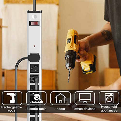 Oviitech 10 Outlet Heavy Duty Metal Socket Power Strip With Usb Ports,6-Foot Long Extension Cord With 15 A Circuit Breaker 1800 Joules, Mounting Brackets Included,Workshop/Industrial Use,Etl Certified #TOP4