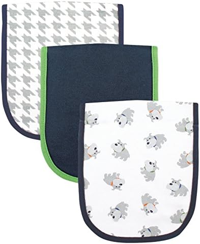 Luvable Friends Unisex Baby Cotton Burp Cloths with Fiber Filling, Dog, One Size