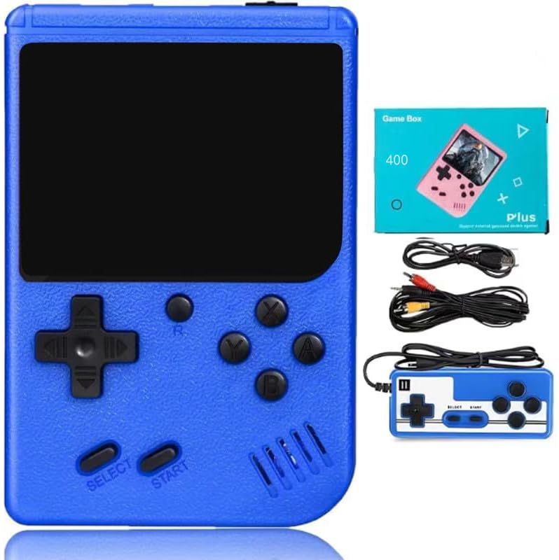 Retro Handheld Game with 400 Classic Games , 3.0 Inch Screen Video Game Console Ideal for Kids, Supports TV Connection,with Game Controller, Support Two-Player Battle (Blue)