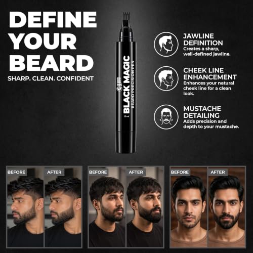 Image of Beardo Black Magic Beard Precision Pen | Instantly Covers Patchy Beard | Hair-Like Precision Strokes | Natural Beard Filler Pen | Waterproof, Smudge-Proof & Long-Lasting | 1.5ml