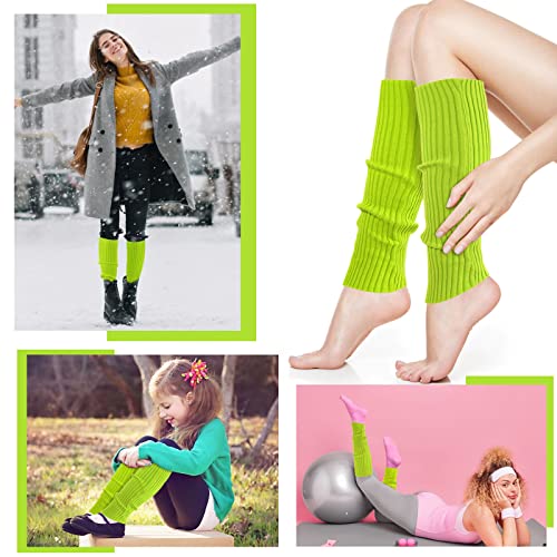 Image of ONUPGO Leg Warmers for Women 80s Party Accessories 80s Neon Knit Ribbed Leg Warmers Girls Junior Winter Leg Warmers Socks