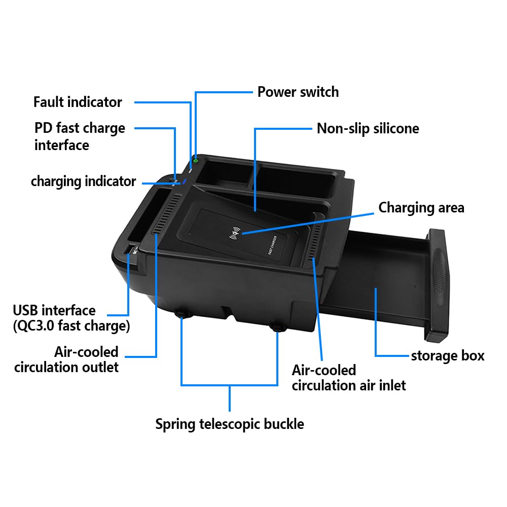 Support de téléphone portable avec chargeur sans fil for Console centrale, compatible avec CRV 2017 à 2021, tapis de chargement Usb, accessoires de voiture