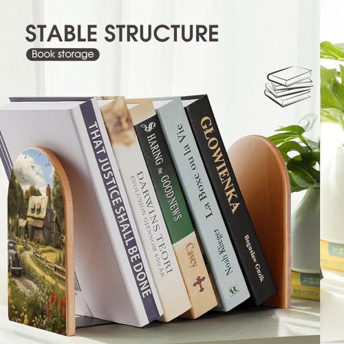 Sujetalibros antideslizante de madera para evitar caídas de libros 8