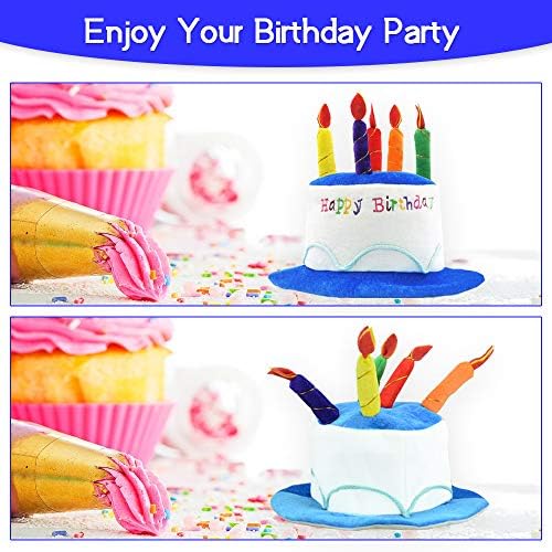 Happy Birthday Hat, Plush Birthday Hat with Multicolor Candles, Party Hats Adult Birthday Ideal for Birthday Party Fancy Dress Cake Costume Accessories, Novelty Hat Funny Birthday Hats for Kids Adults