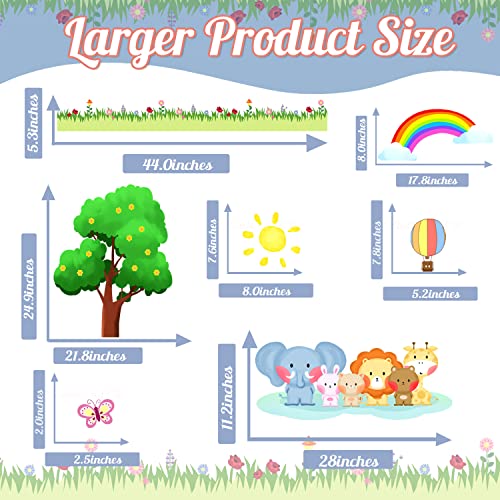 Kokolap 3 Sheet Big Tree Animal Wall Stickers,Forest Animal Wall Decal Baby Room Decor,Nursery Wall Decor Sun Wall Stickers Peel And Stick,Elephant Bear Wall Sticker Kids Room Bedroom Classroom Decor #TOP2