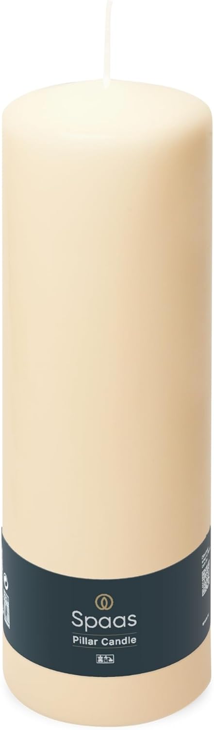 Spaas Unscented Pillar Candle 100/200 mm, 140 Hours, Ivory