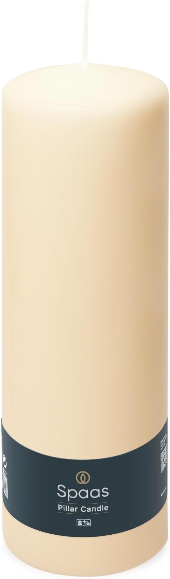 Spaas Unscented Pillar Candle 80/250 mm, 115 Hours, Ivory