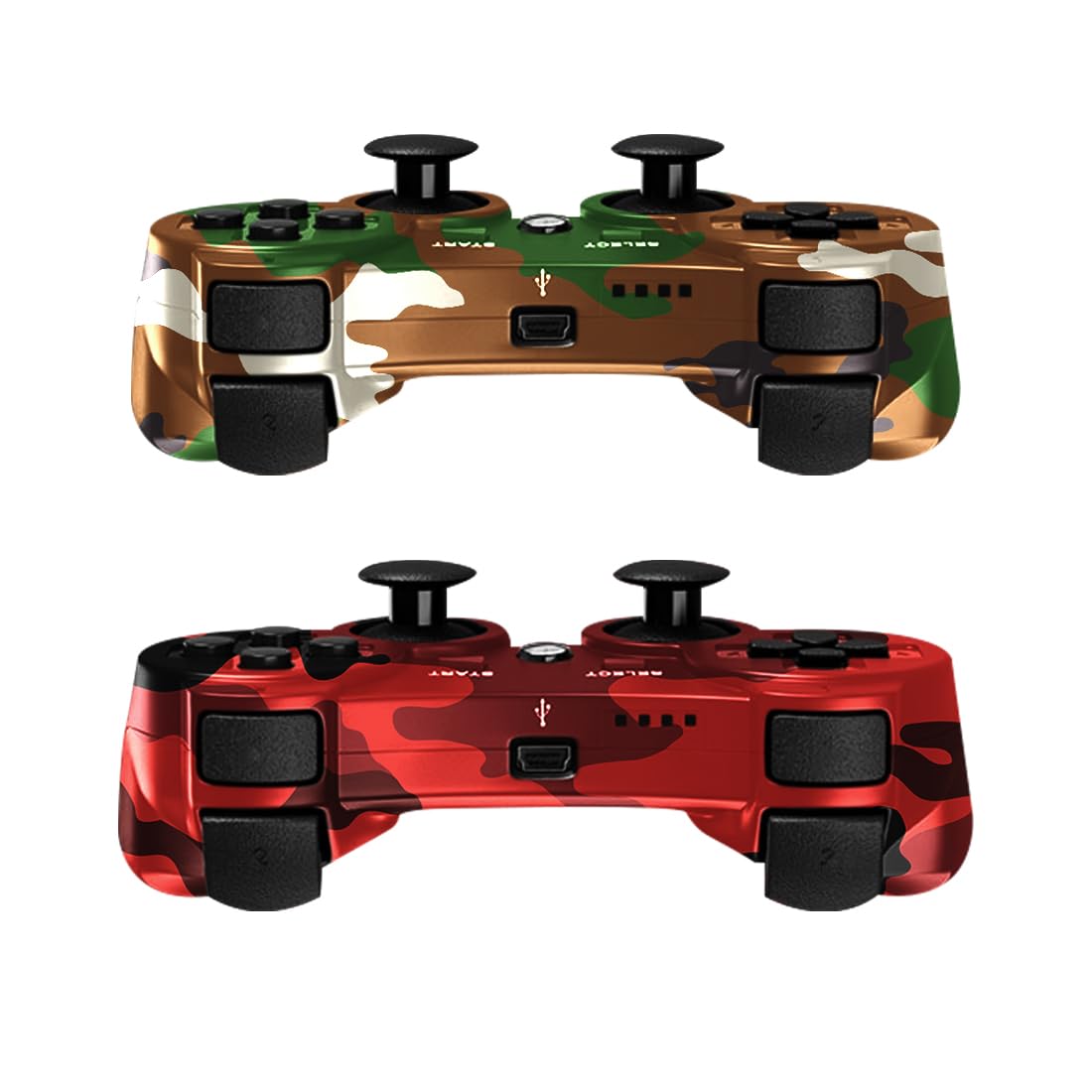 SWCTIM P3 Controller Wireless 2 Pack,Verbesserte Fernbedienung für P3,6-Achsen Gyro Sensor,Doppelter Vibration,USB-Ladekabel (Camo Rot und Camo Grün)