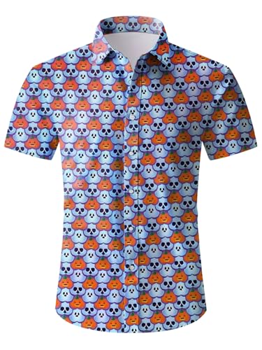 Image of Men's Hawaiian Shirt Tops Vintage Short Sleeve Button Down Beach Shirt Male Tropical Floral Summer Pullover Party Holiday