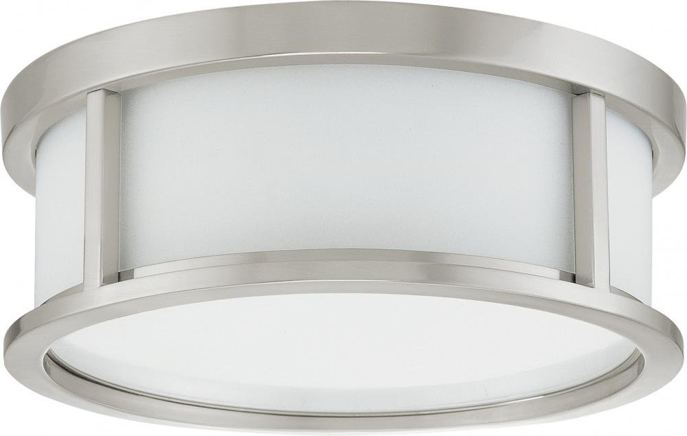 Nuvo 60/2859 Brushed Nickel Small Flush Drum with Satin White Glass