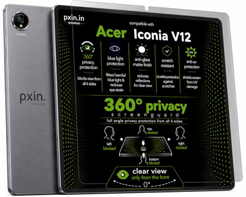 Image of Pxin 360 Pro Privacy Screen guard compatible with Acer Iconia V12 | Anti Glare | Anti UV | Anti Blue | Anti Reflection | Privacy Filter | Unbreakable Build