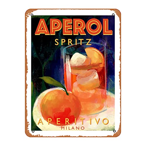 Letrero de metal de hojalata de Aperol Spritz Aperitivo Milano, decoración vintage, letrero de arte para el hogar, cocina, bar, cafetería, club, cueva, decoración de pared, letrero retro de 20 x 30 cm