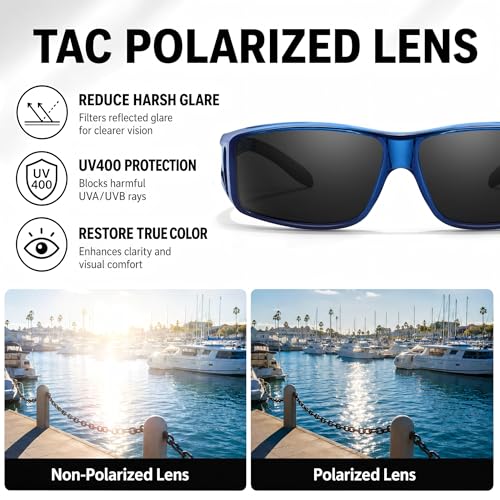 Image of VIEWBETTER Polarized Fit Over Glasses Sunglasses for Men Wrap Around Shades UV Protection Wear Over Eyeglasses SG0312