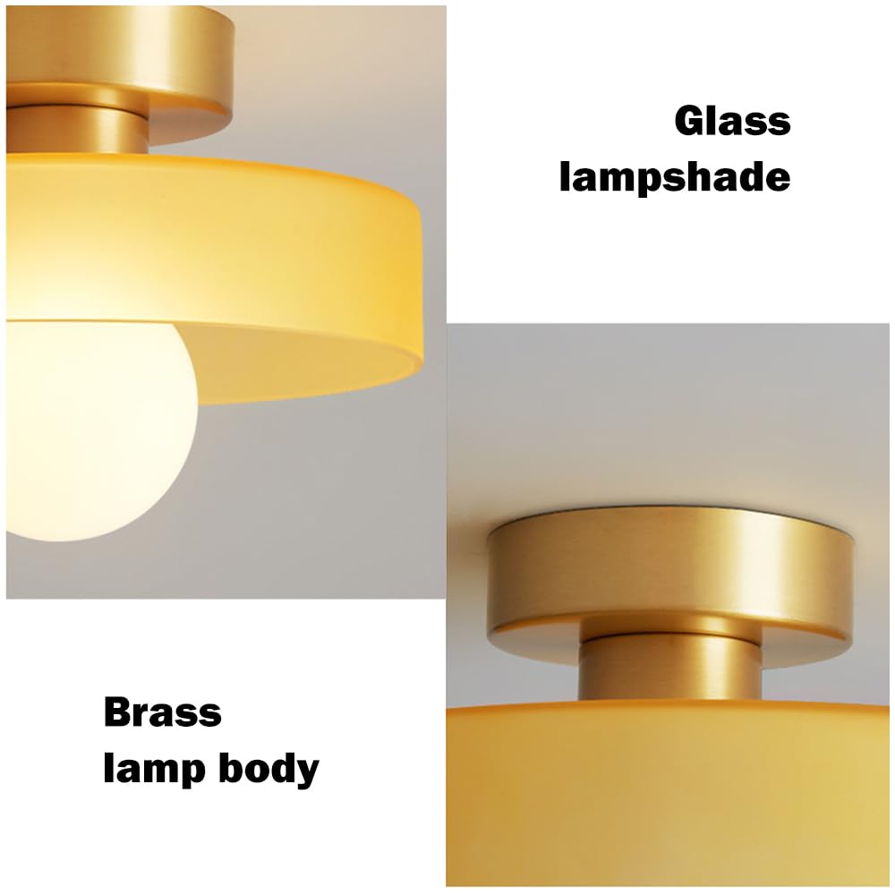 Générique Lampy sufitowe Nowoczesny styl skandynawski Okrągła, kremowa szklana lampa sufitowa idealna do sypialni, salonu, szatni, schodów lub korytarza oświetlenie sufitowe