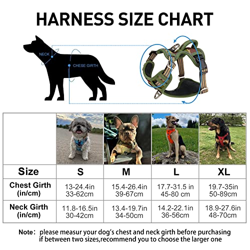 Hundegeschirr für Große Hunde, Anti Zug Geschirr No Pull Reflektierend Atmungsaktiv Geschirr Hunde Leichtes Brustgeschirr Große Mittlere Hunde Sicherheitsgeschirr Weich Tarngrün M