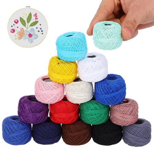 Image of STOBOK Crochet Thread 16 Colors 100% Cotton Yarn for Crocheting Embroidery Thread Set Craft Supplies for DIY Home Sewing Projects