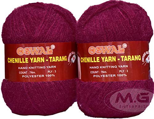Image of M.G ENTERPRISE Os wal Tarang Knitting Wool Yarn, Soft Fancy Feather Wool Ball Deep Rose 300 gm Best Used with Knitting Needles, Soft Fancy Wool Crochet NeedlesWool Yarn for Knitting.