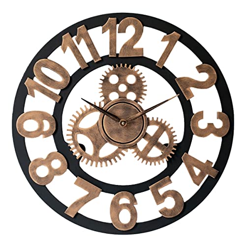 LW Collection Horloge Murale XL Levi Chiffres Bronze 80cm - Horloge Murale Moderne - Horloge Murale Industrielle silencieuse - Grande Horloge Murale Silencieux - Moderne Horloge - Industriel Cover