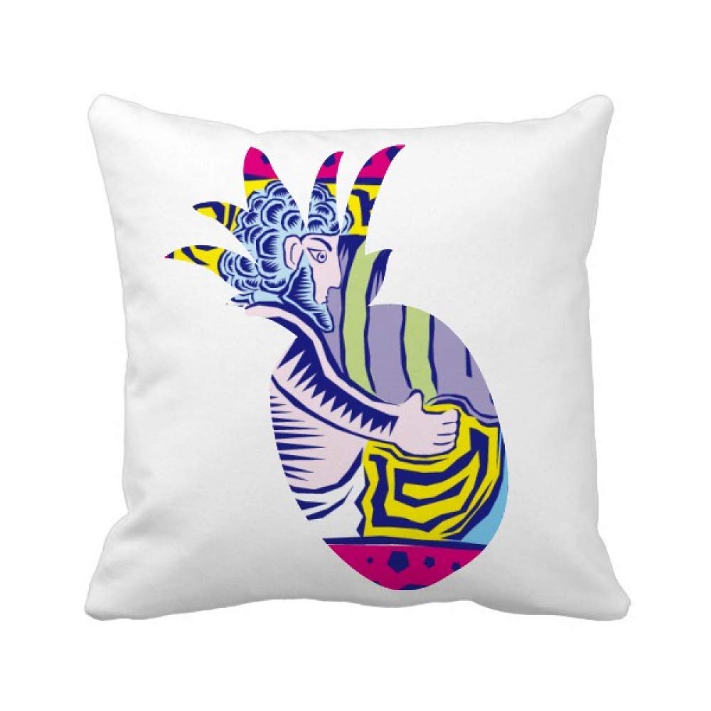 Gravure mexicaine sur coussin Verseau motif ananas fait main look chic