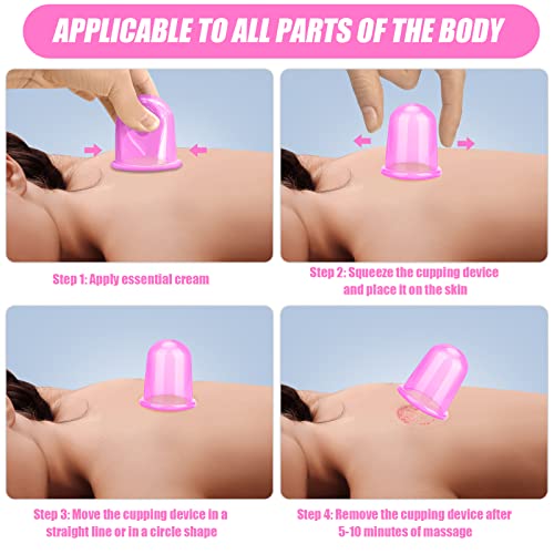 Cupping Therapy Sets, 8 Pcs Silicone Anti Cellulite Cup Vacuum Suction Massage Cups Facial Cupping Sets Home Use Body And Face Massager For Arthritis, Pain Relief, Muscle Relaxation (Pink) #TOP4