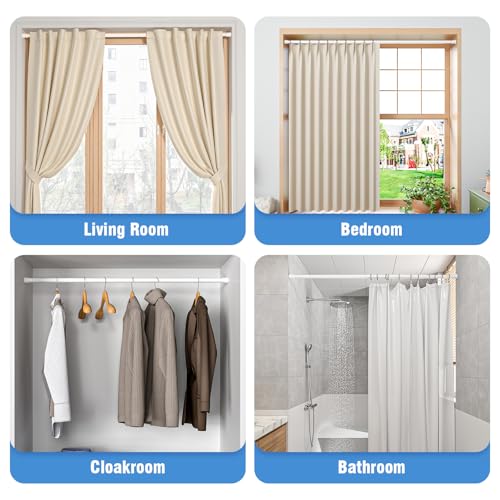 Image of AIZESI Tension Curtain Rod for Windows 45 to 77 Inch, Adjustable Expandable Spring Curtain Rods No Drilling, Non Slip Curtain Rod for Bedroom Doorway Closet Door, White