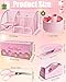 LXEVIHK 21Pcs Pink Desk Organizers and Accessories With Mesh Desk Organizer and 360°Rotating Pen Holder and a Lot of Office Pink Office Supplies Beautifully Presented in a Gift Box