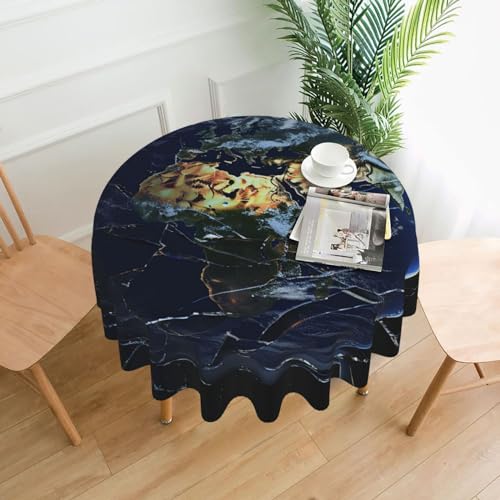 Nappe ronde imperméable 152 cm motif terre lavable