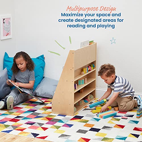 Image of ECR4Kids Streamline Double-Sided Book Display, Classroom Bookshelf, Natural