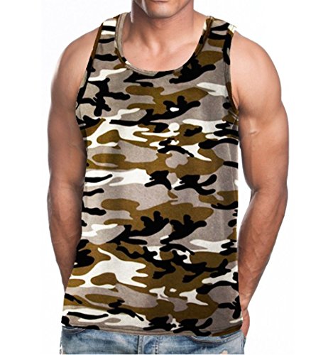 90210 Wholesale Men's Tank Top Muscle T-Shirt Camo Sleeveless Tee A-Shirt Cotton Tops Sports (Desert Camo, M)