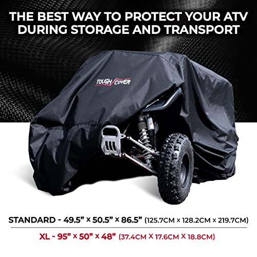 Image of Tough Cover XL ATV Cover, Heavy Duty 600D Marine Grade Fabric, Quad Cover for Kawasaki, Honda, Polaris, Yamaha, and More. Protection Against Water, Wind, UV. 4 Wheeler Accessories (Black)