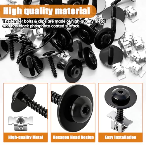 Image of mankk 50PCS M4.2-1.41 (#8) Fender Liner Splash Shield Bolt Screw and Clips GM Fender Liner Screws 11548270 11609952